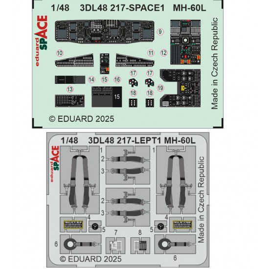 1/48 MH-60L Black Hawk Helicopter Panels 3D Decal and PE Seatbelts for ICM kits