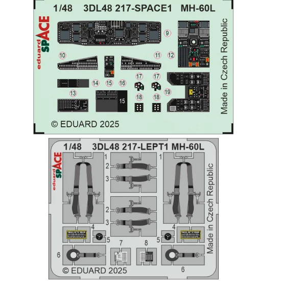 1/48 MH-60L Black Hawk Helicopter Panels 3D Decal and PE Seatbelts for ICM kits