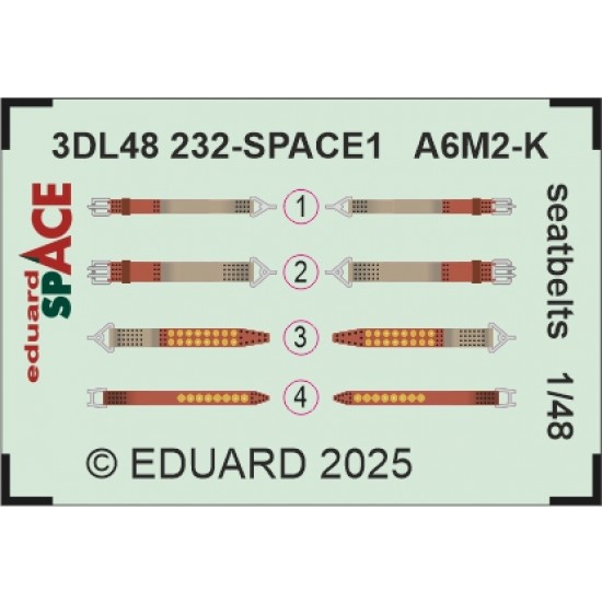 1/48 A6M-2K Zero Seatbelts Interior Detail Set for Eduard kits