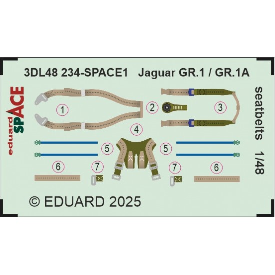 1/48 Jaguar Gr.1 / Gr.1A Seatbelts Interior Detail Set for Airfix kits