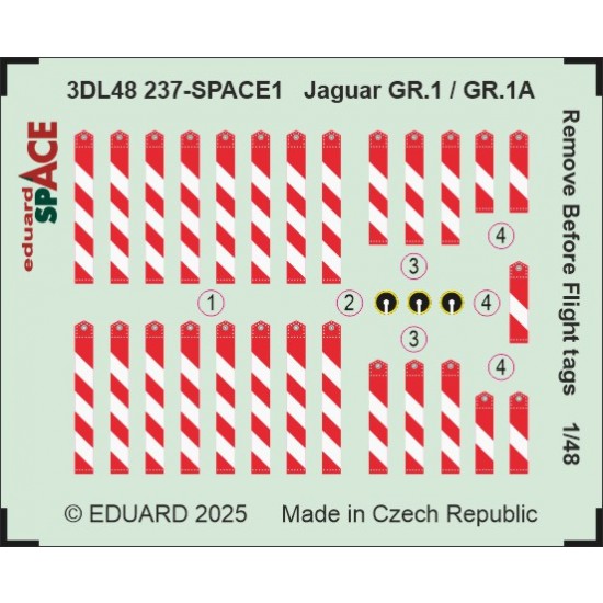1/48 Jaguar Gr.1 / Gr.1A Remove Before Flighth Tags (3D decal) for Airfix kits