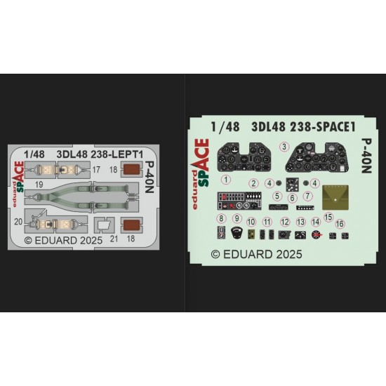 1/48 Curtiss P-40N Interior Details 3D Decal for Eduard kits