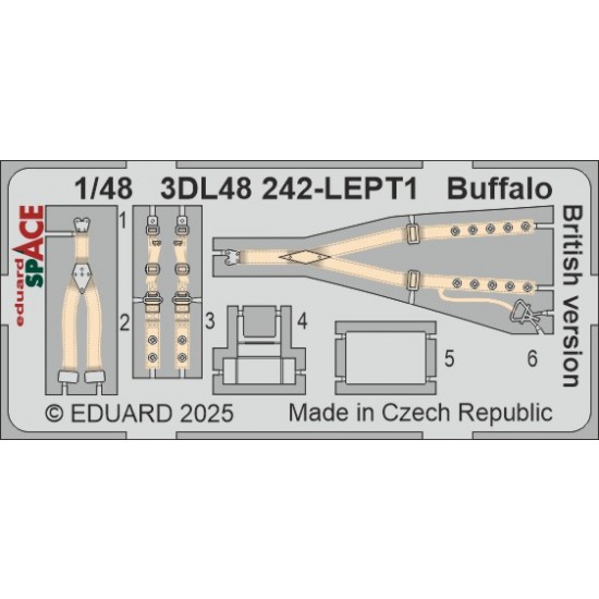 1/48 British Brewster F2A Buffalo Interior Details (3D decal) for Tamiya kits