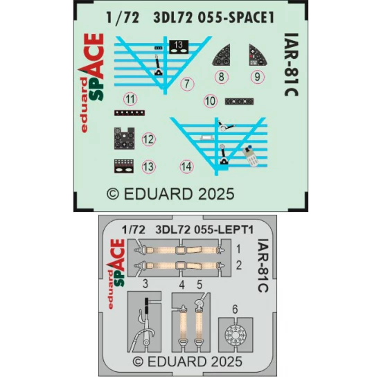 1/72 IAR-81C Fighter Instrument/Control Panels and Seatbelts for IBG kits