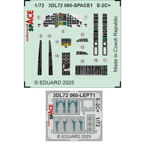 1/72 Grumman E-2C+ Hawkeye Panels 3D Decal and PE Seatbelts for Heller kits