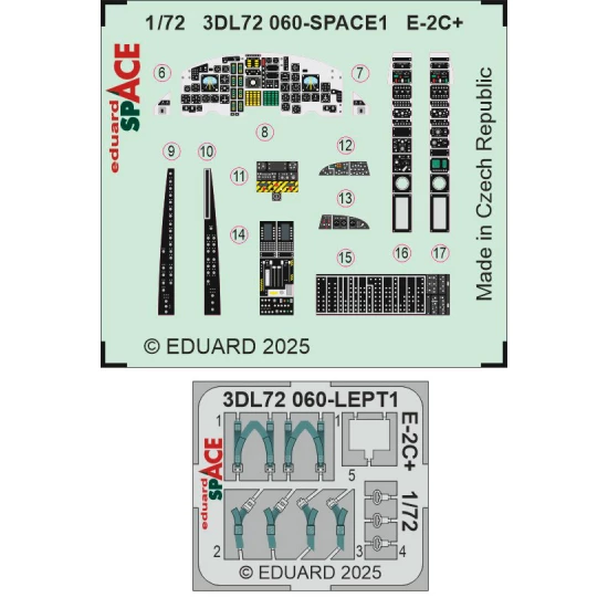 1/72 Grumman E-2C+ Hawkeye Panels 3D Decal and PE Seatbelts for Heller kits