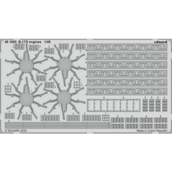 1/48 Boeing B-17G Flying Fortress Engines Photo-etched Detail Set for Hong Kong Models