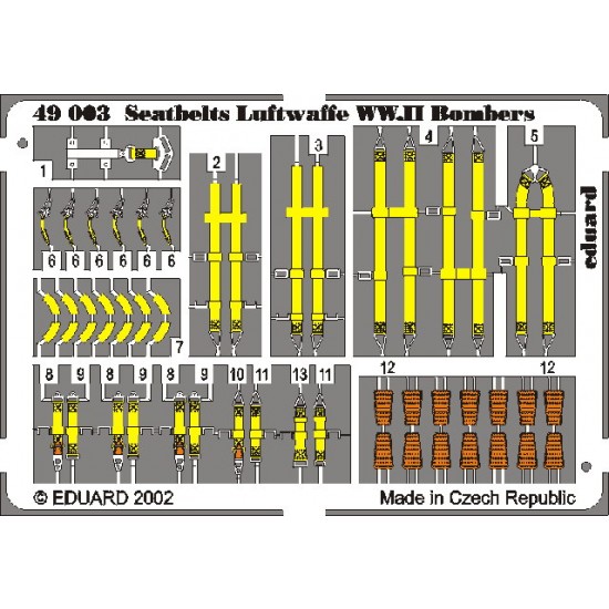 Colour Photoetch for 1/48 Luftwaffe WWII Bombers Seatbelts 