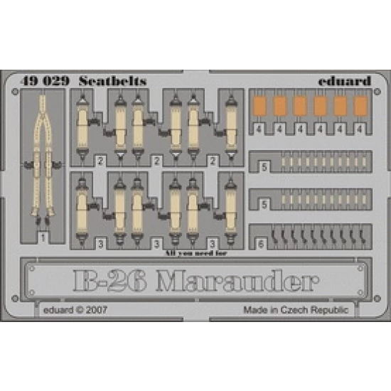 Colour Photoetch for 1/48 B-26 Seatbelts for Revell/Monogram kit