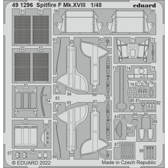 1/48 Supermarine Spitfire F Mk.XVIII Detail Set for Airfix kits