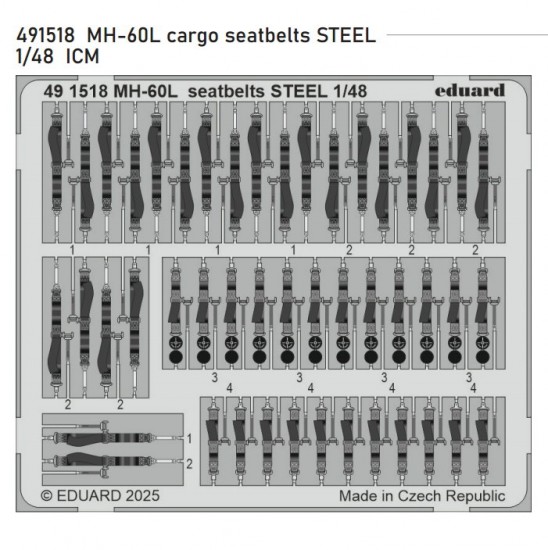 1/48 MH-60L Black Hawk Helicopter Cargo Seatbelts Colour PE parts for ICM kits