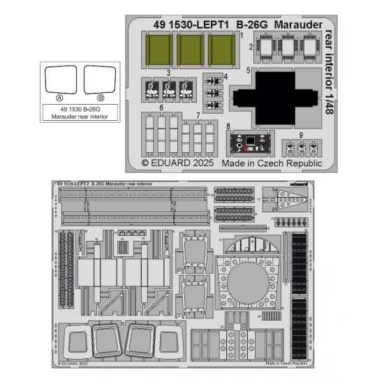 1/48 B-26G Marauder Rear Interior Photo-etched set for ICM kits