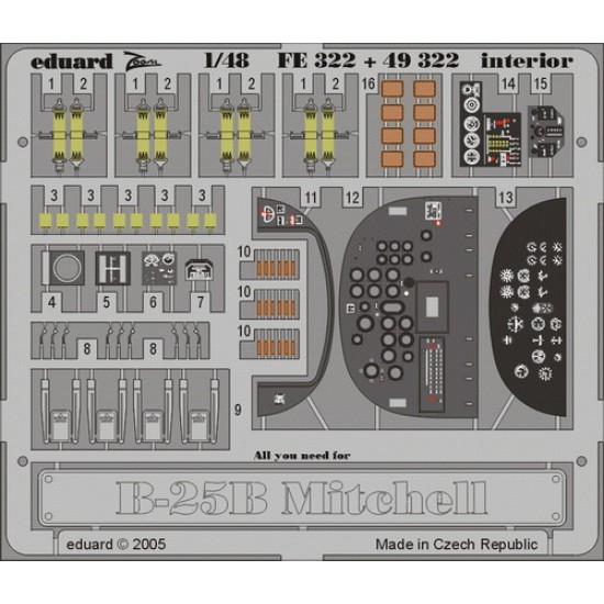 Colour Photoetch for 1/48 B-25B Interior for Accurate Miniatures kit