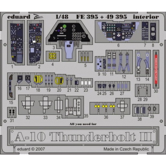 Colour Photoetch for 1/48 A-10 Interior for HobbyBoss kit