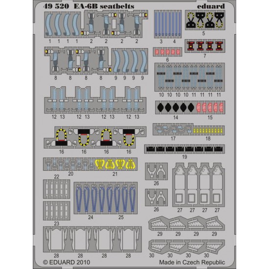 Colour Photoetch for 1/48 EA-6B Prowler Seatbelts for Kinetic kit