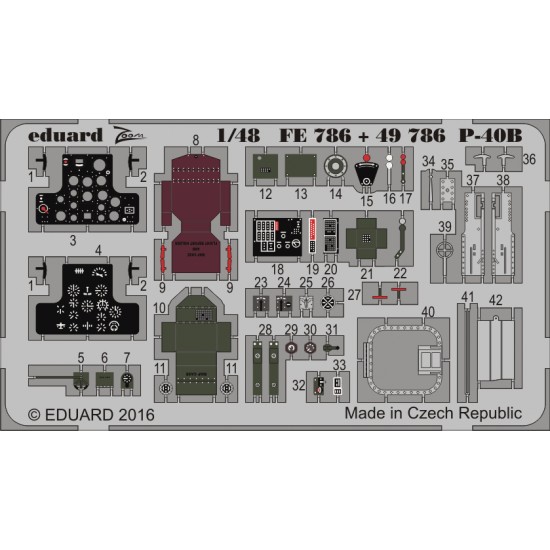 1/48 Curtiss P-40B Tomahawk Detail Set for Airfix kit #A05130 (2 Photo-Etched Sheets)