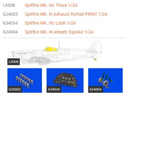 1/24 Supermarine Spitfire Mk.IXc Detail Parts for Airfix kits