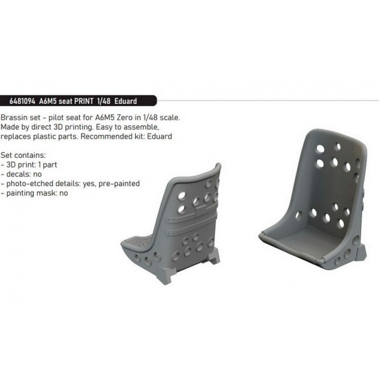 1/48 Mitsubishi A6M5 Zero Seat for Eduard kits