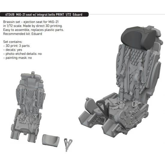 1/72 MiG-21 Fishbed Seat with Integral Belts for Eduard kits
