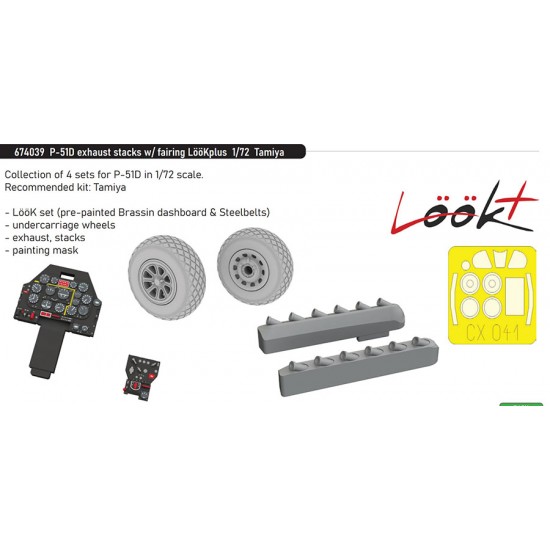 1/72 P-51D Mustang Exhaust Stacks with Fairing Detail Parts for Tamiya kits