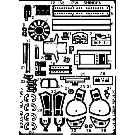 Photoetch for 1/72 Kyushu J7W1 Shinden for Hasegawa kit