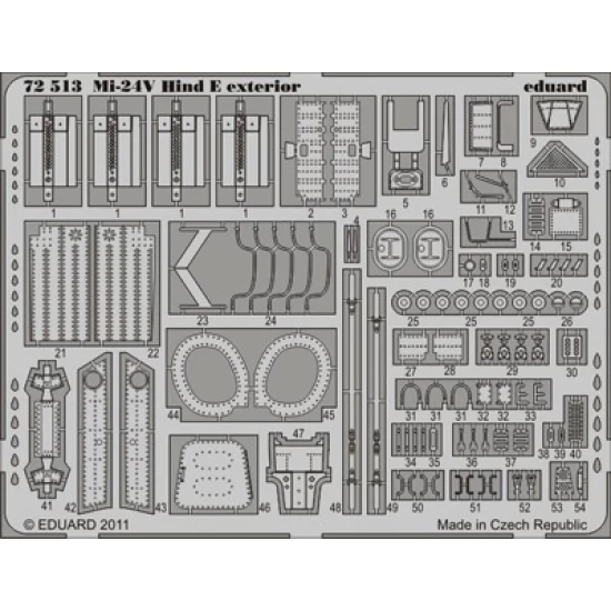 Photo-etched parts for 1/72 Mil Mi-24V Hind E Exterior for Zvezda kit