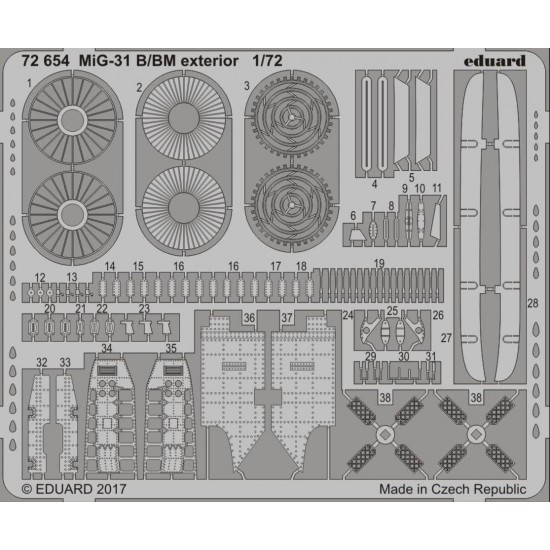 1/72 Mikoyan MiG-31B/BM Exterior Detail Set for Trumpeter kit (1 Photo-Etched Sheet)