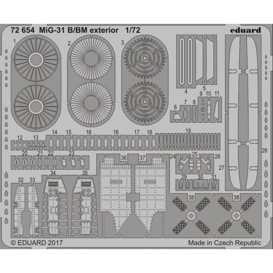 1/72 Mikoyan MiG-31B/BM Exterior Detail Set for Trumpeter kit (1 Photo-Etched Sheet)
