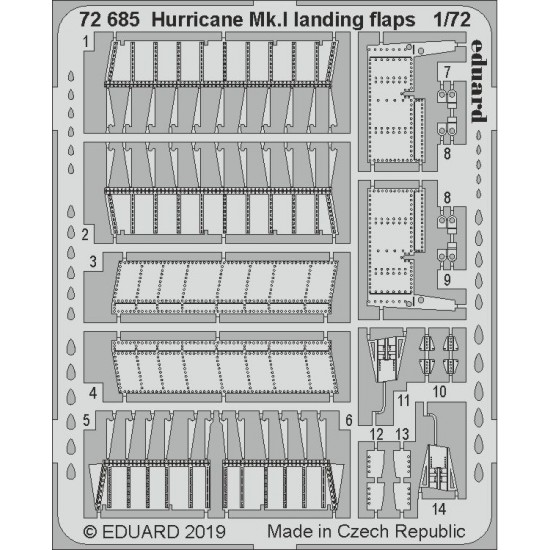 1/72 Hawker Hurricane Mk.I Landing Flaps Detail Set (PE Sheets) for Arma Hobby kits