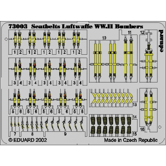 Colour Photoetch for 1/72 Luftwaffe WWII Bombers Seatbelts
