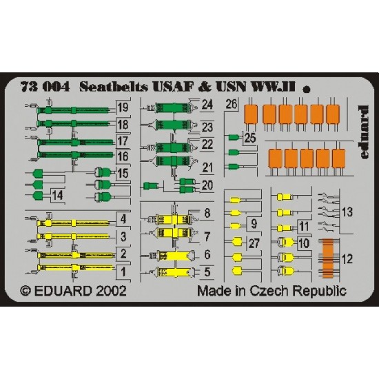 Colour Photoetch for 1/72 USAF & USN WWII Seatbelts 