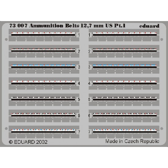 Colour Photoetch for 1/72 Ammunition Belts US Cal.0.50 