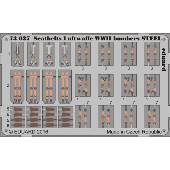 1/72 WWII Luftwaffe Bombers Seatbelts (Steel, 1 Photo-Etched Sheet)