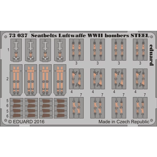 1/72 WWII Luftwaffe Bombers Seatbelts (Steel, 1 Photo-Etched Sheet)