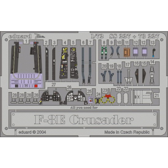 Colour Photoetch for 1/72 F-8E Crusader for Academy kit