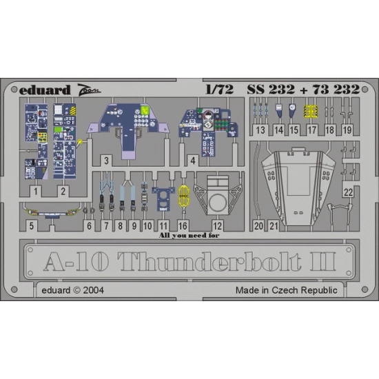 1/72 A-10 Thunderbolt II Colour Photoetch Set Vol.1 for Italeri/Revell kit