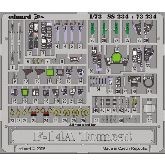 1/72 Grumman F-14A Tomcat Colour Photoetch Set Vol.1 for Hasegawa kit