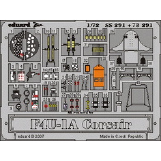 Colour Photoetch for 1/72 Vought F4U-1A Corsair for Tamiya kit