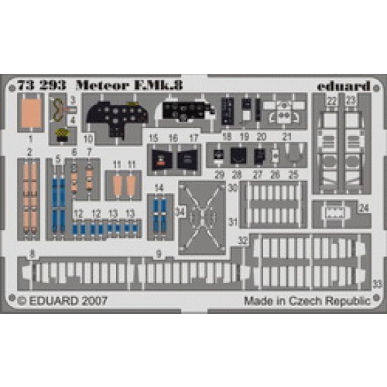 Colour Photoetch for 1/72 Meteor F.Mk.8 for MPM kit