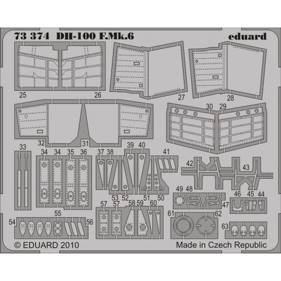 Colour Photoetch for 1/72 De Havilland DH-100 F.Mk.6 for Amodel kit