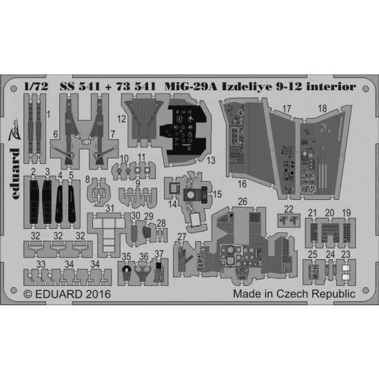 1/72 Mikoyan MiG-29A Fulcrum Izdeliye 9-12 Detail Set for Trumpeter kit #01674 (2 PE)