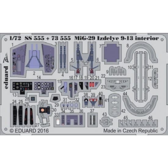 1/72 Mikoyan MiG-29 Izdelye 9-13 Interior Detail Set for Zvezda #7278 kit (2PE)