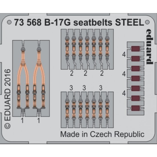 1/72 Boeing B-17G Flying Fortress Seatbelts for Airfix kit A08017 (Steel, 1PE)