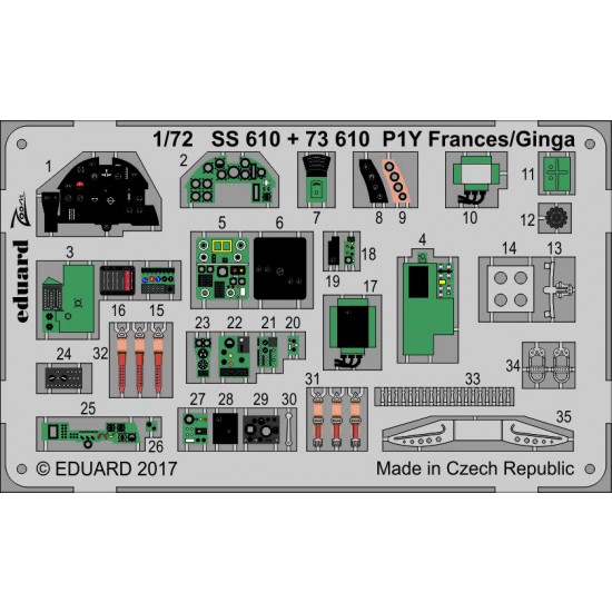 1/72 P1Y Frances/Ginga Colour PE Set for Hasegawa Hobby Kits