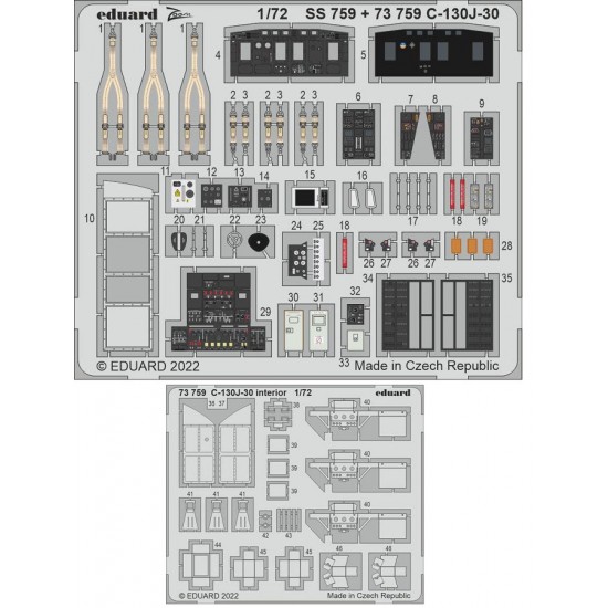 1/72 Lockheed Martin C-130J-30 Super Hercules Interior Detail Set for Zvezda kits