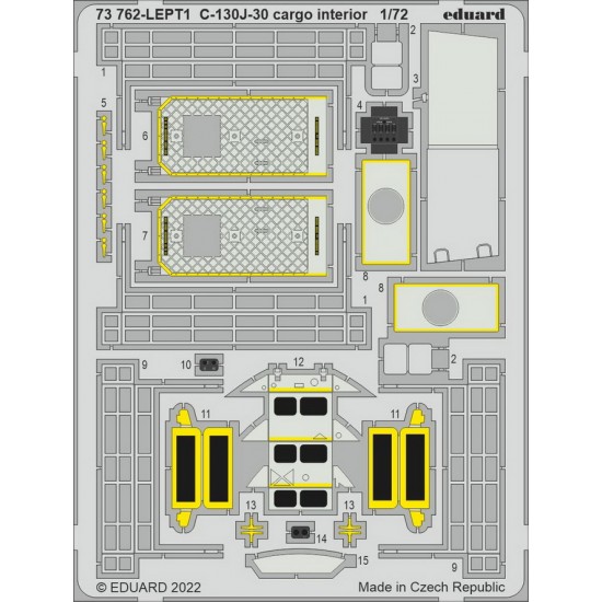 1/72 Lockheed Martin C-130J-30 Super Hercules Cargo Interior Detail Set for Zvezda kits