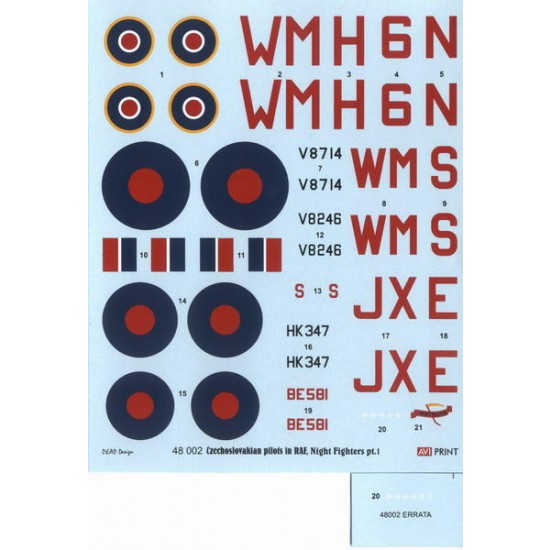 Decals for 1/72 Night Fighters Part1 - CS Pilot in RAF