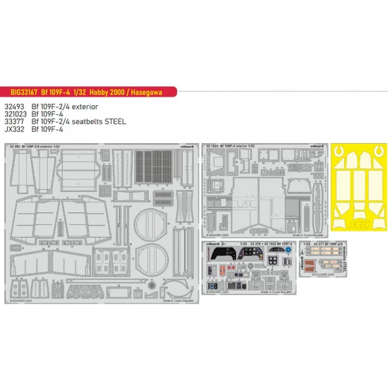 1/32 Messerschmitt Bf 109F-4 Super Detail Set for Hobby 2000/Hasegawa kits