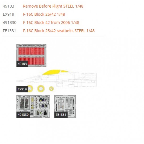 1/48 F-16C Fighting Falcon Block 42 from 2006 Super Detail Set for Kinetic kits