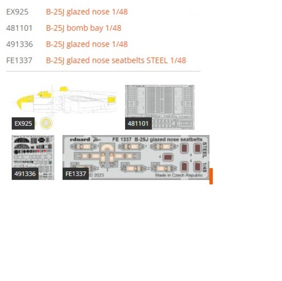 1/48 B-25J Mitchell Glazed Nose Super Detail Set for HK Model kits